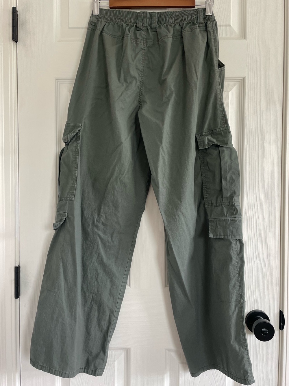 Vanilla Star Olive Green Cargo Pants Utility Parachute Wide Leg Size M Army Y2K - Picture 3 of 8